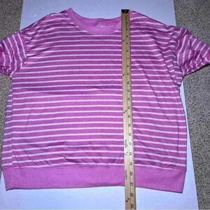 Draper James pink and white striped long sleeve shirt size M